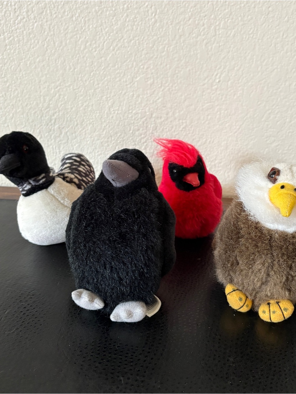 K&M International Eagle Cardinal Raven Loon Bird Plush Stuffed Animal Lot of 4